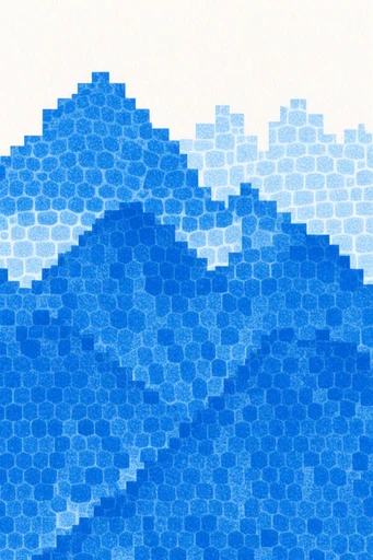 Cobalt Pixel Op-Art style reference image — cobalt blue and cream