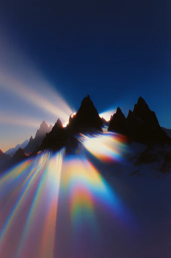Prismatic Retro Dreamscape style reference image — prismatic light dispersion