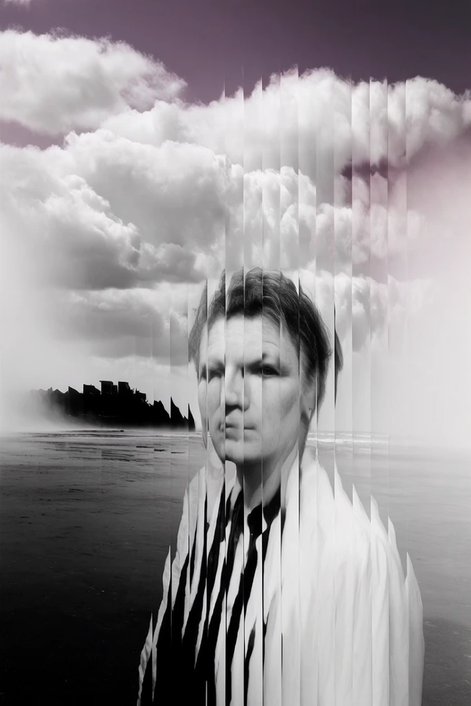 Monochrome Glitch Deconstruction style AI image example 2