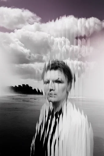 Monochrome Glitch Deconstruction style AI image example 2