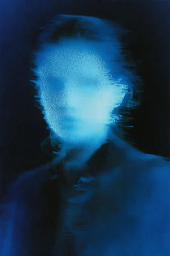 Luminescent Spectral Glitch style reference image — deep black background