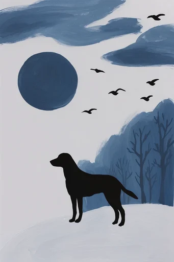 Minimalist Whimsical Ink style reference image — tactile paint texture