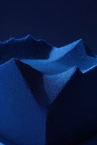 Monochromatic Cobalt Surrealism style reference image — surrealist geometry