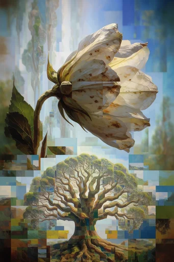 Recursive Voxel Surrealism style reference image — chromatic aberration
