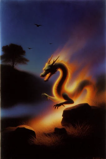 Nocturnal Amber Surrealism style reference image — surreal light trails