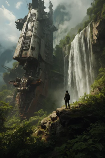 Monolithic Overgrown Futurism moodboard — generate AI images in this style