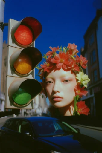 Hyper-Chromatic Surreal Glamour style reference image — vivid color blocking