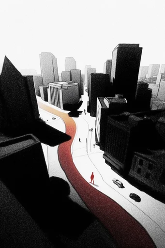 Textured Monochrome Noir style reference image — heavy film grain