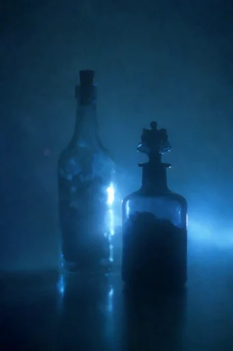 Ethereal Cyan Abyssalism style reference image — backlit silhouette