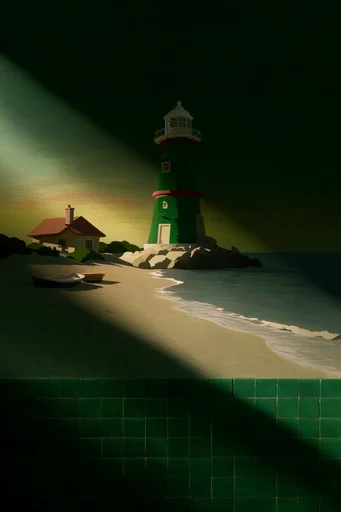 Cinematic Emerald Chiaroscuro style reference image — minimalist composition
