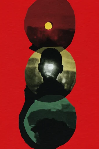 Cinematic Crimson Silhouette style reference image — analog film grain