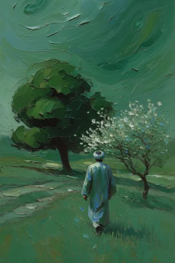 Tactile Emerald Minimalism style reference image — tactile palette knife texture