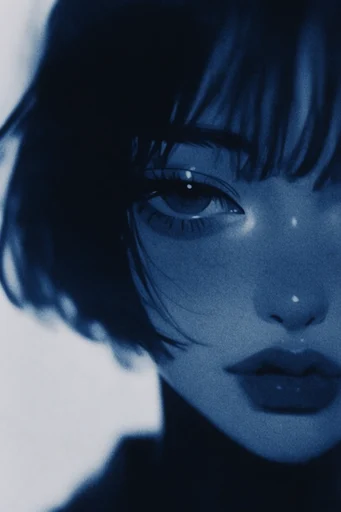 Nocturnal Cyanotype Melancholy style reference image — nocturnal cinematic shadows
