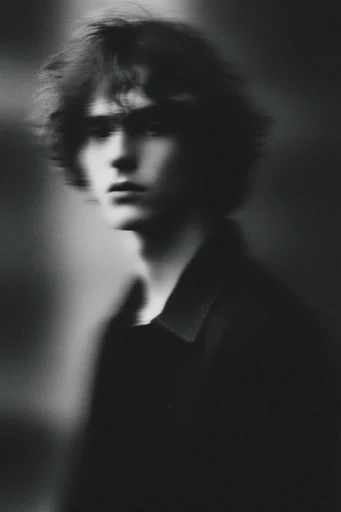 Atmospheric Monochromatic Noir style reference image — charcoal texture