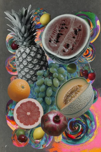 Surrealist Analog Montage style reference image — retro magazine aesthetic