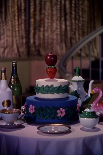 Cinematic Retro Surrealism style reference image — mid-century glamour
