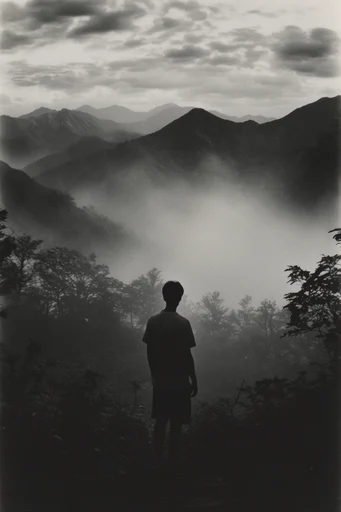 Monolithic Atmospheric Solitude style reference image — monochromatic