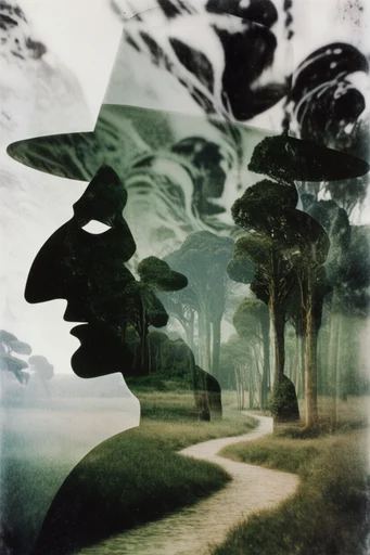 Nostalgic Surrealist Double-Exposure style reference image — double exposure photography