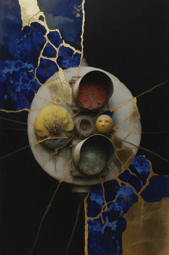 Celestial Gilded Surrealism style reference image — cosmic anatomy