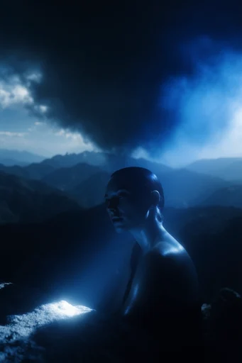 Cinematic Cobalt Noir style reference image — monochromatic cobalt blue
