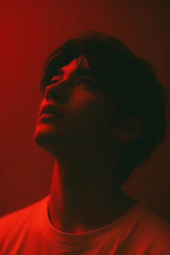 Crimson Noir Chiaroscuro style reference image — cinematic film grain