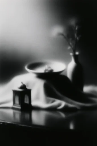 Atmospheric Monochrome Pictorialism style reference image — black and white film photography