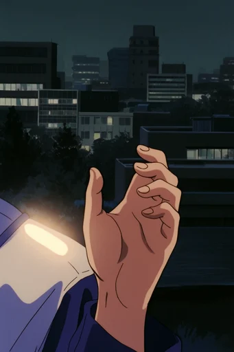 Nostalgic Nocturnal Anime style reference image — vintage VHS film grain