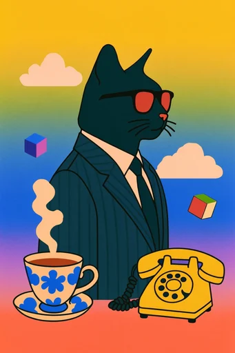 Surreal Retro Pop style reference image — vibrant gradient background