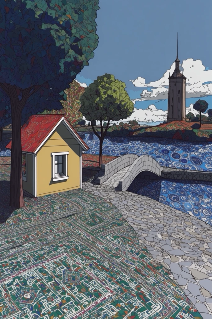 Graphic Maximalist Illustration style AI image example 2