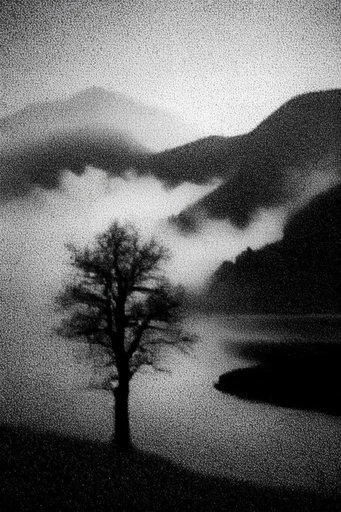 Atmospheric Monochrome Noir style reference image — high-contrast monochrome