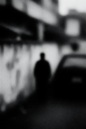 Gritty Monochromatic Noir style reference image — high-contrast monochrome