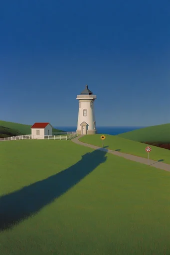 Surrealist Liminal Pastoralism style reference image — hard directional shadows