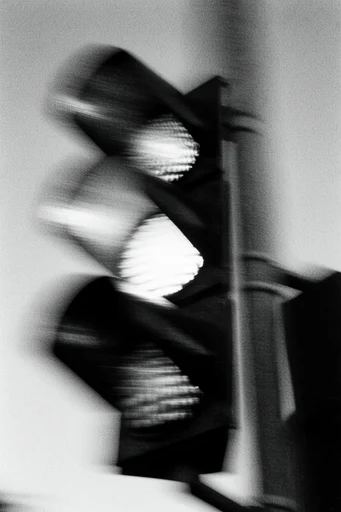 Haunting Kinetic Monochrome style reference image — heavy analog film grain