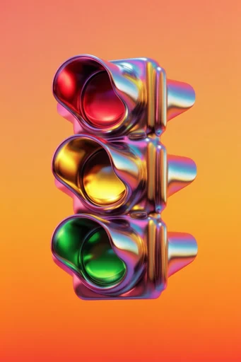 Iridescent Liquid Chrome style reference image — iridescent metallic