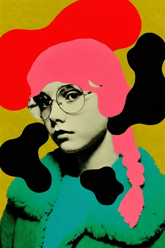 Surreal Punk Collage style reference image — halftone texture