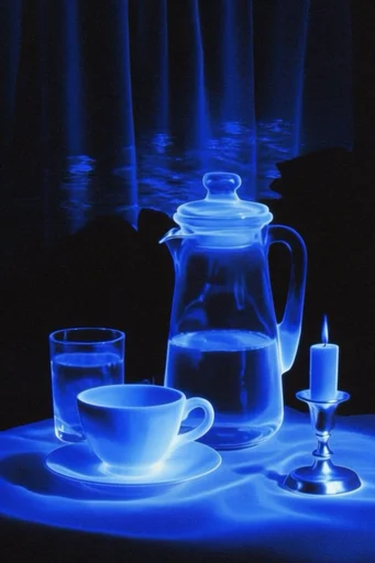 Spectral Cobalt Noir style reference image — electric blue glow