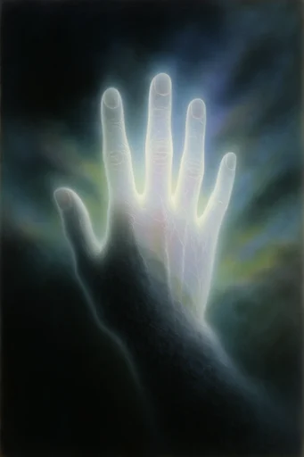 Luminous Mystical Surrealism style reference image — fluid organic forms