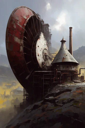 Colossal Industrial Retro-Futurism style AI image example 2