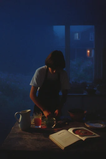 Luminous Nocturnal Nostalgia style reference image — deep twilight blue