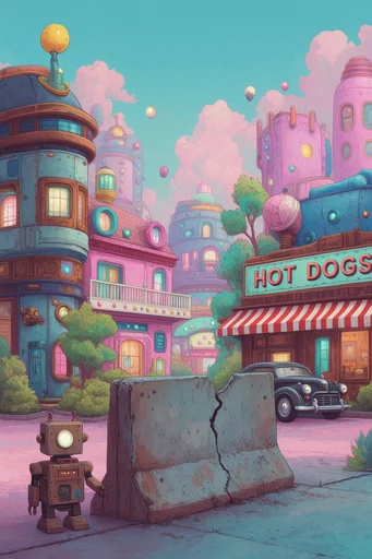 Dreamy Pastel Futurism style reference image — pastel color palette