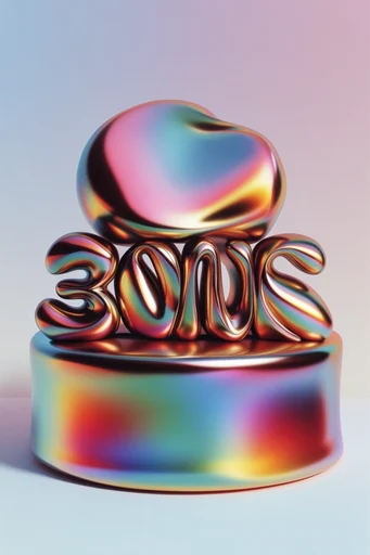 Iridescent Liquid Chrome style reference image — futuristic design