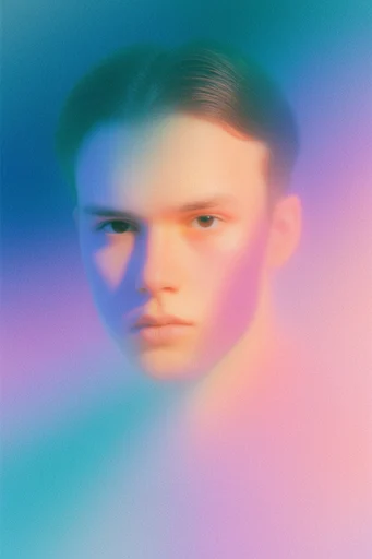 Ethereal Grain Gradient style reference image — holographic light leak