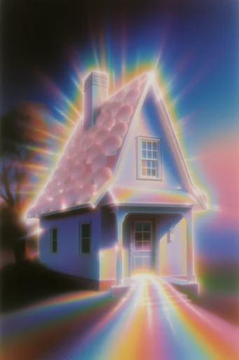 Retro Cosmic Airbrush style reference image — chrome iridescence