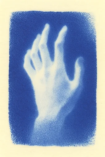 Ethereal Cyanotype Dreamscape style reference image — airbrushed soft glow