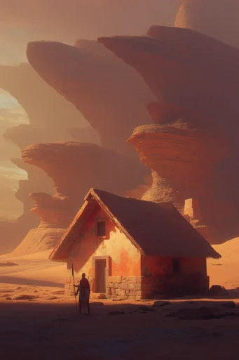 Monolithic Surreal Desert style AI image example 4
