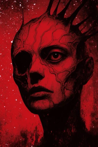 Visceral Crimson Abstraction style reference image — macabre anatomical surrealism
