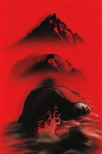 Crimson Noir Minimalism style reference image — deep crimson red background