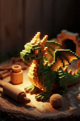 Cinematic Voxel Dioramas style reference image — tilt-shift photography