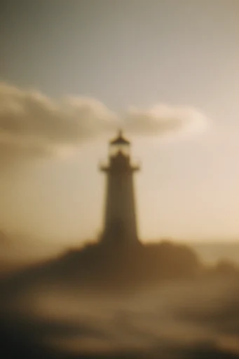 Hazy Amber Nostalgia style reference image — minimalist coastal silhouettes