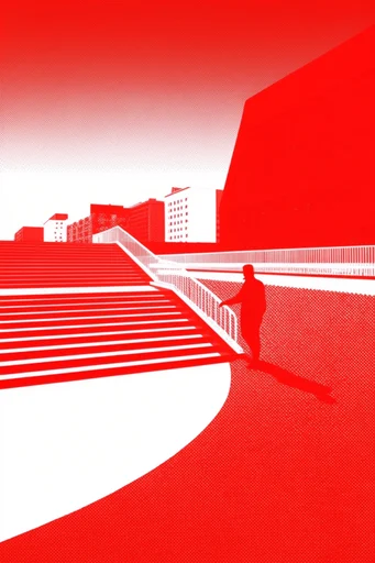 Crimson Noir Minimalism style reference image — vintage screenprint aesthetic